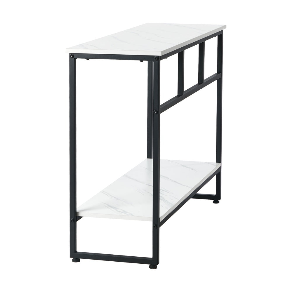 Console Table Hallway Marble Effect Metal Display Table White And Black/Gold