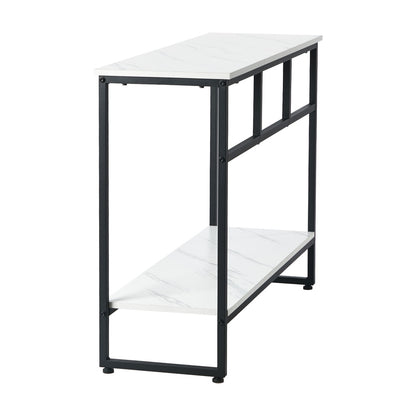 Console Table Hallway Marble Effect Metal Display Table White And Black/Gold
