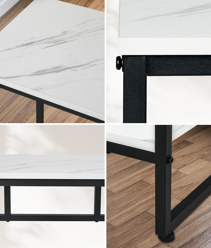 Console Table Hallway Marble Effect Metal Display Table White And Black/Gold