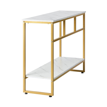 Console Table Hallway Marble Effect Metal Display Table White And Black/Gold