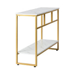 Console Table Hallway Marble Effect Metal Display Table White And Black/Gold