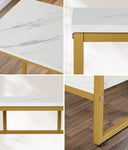 Console Table Hallway Marble Effect Metal Display Table White And Black/Gold