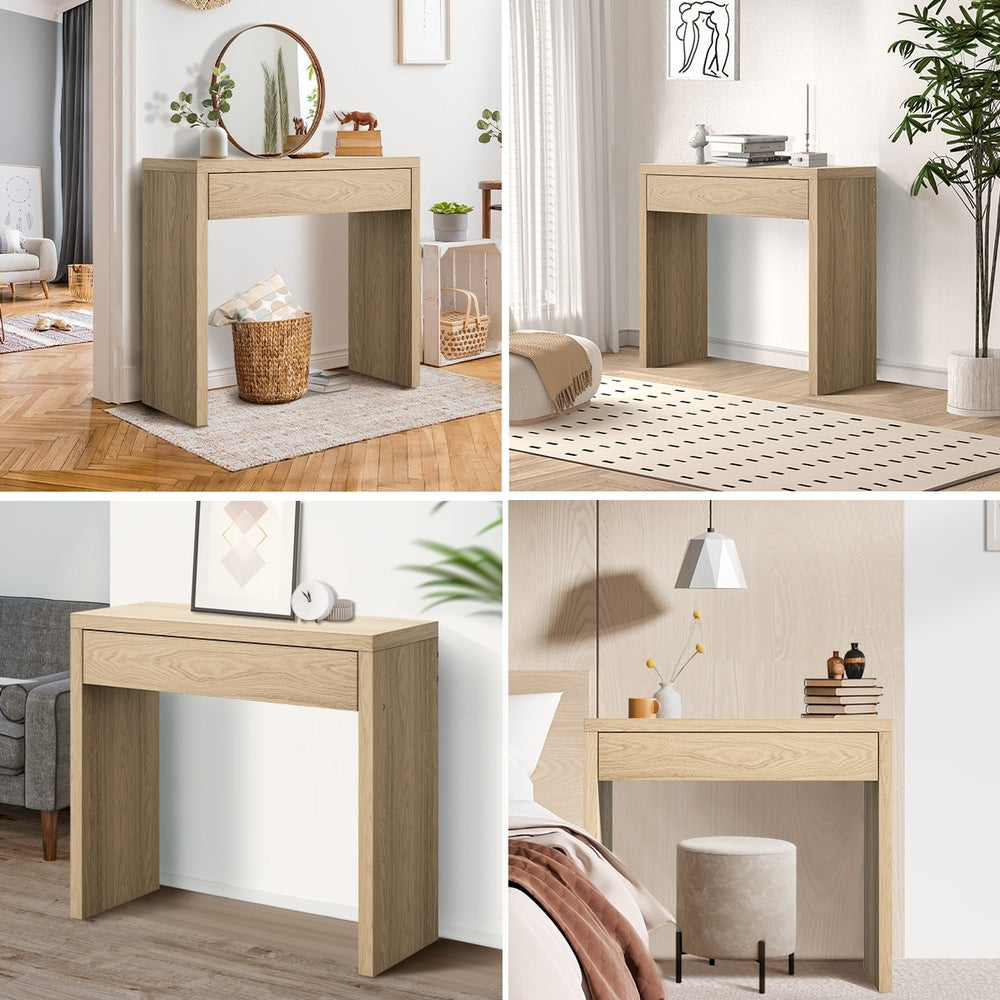 Console Table Wood with Drawer Natural