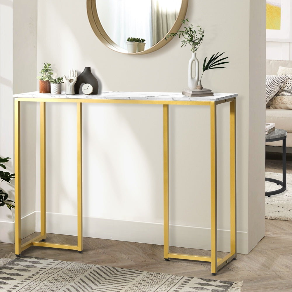 Console Table Marble Effect White&Gold