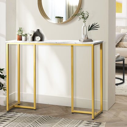 Console Table Marble Effect White&Gold