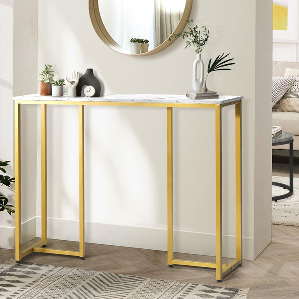  Console Table Hallway Entry Side Tables Marble Effect Hall Display White&Gold