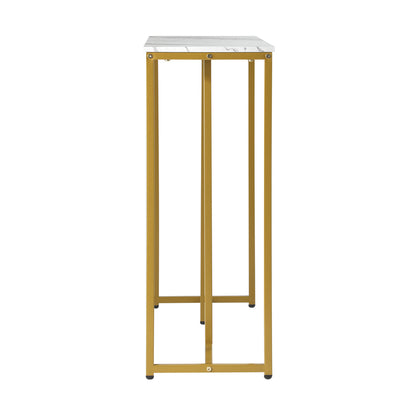 Console Table Marble Effect Hall Display White & Gold Modern Entryway Table