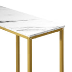 Console Table Marble Effect Hall Display White & Gold Modern Entryway Table