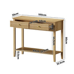 2-tier Console Table 100cm with 2 Storage Drawer