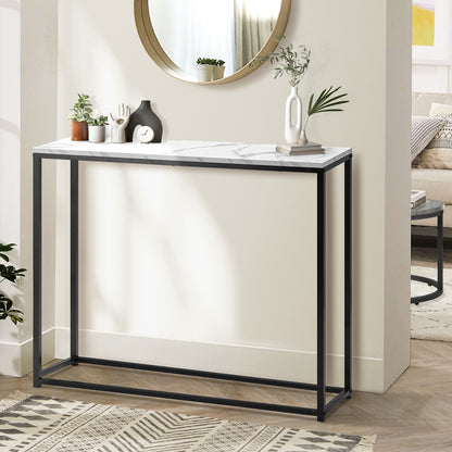 Console Table Marble-look Iron Black&White
