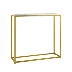 Console Table Marble-look Iron Gold&White