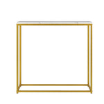Console Table Marble-look Iron Gold&White