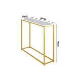Console Table Marble-look Iron Gold&White