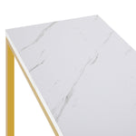 Console Table Marble-look Iron Gold&White