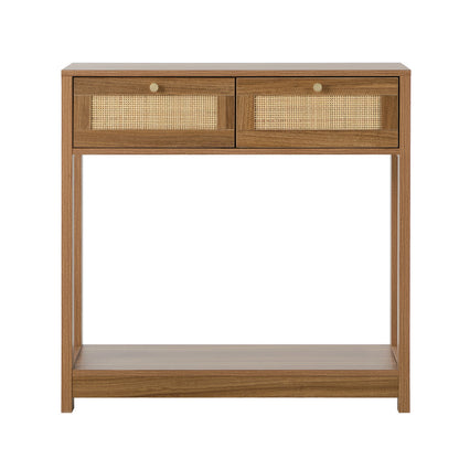 Console Table 2 Drawer Oak 80x30x80cm