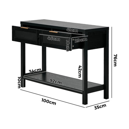Console Table 2 Drawers Entry Table Hallway Display Black