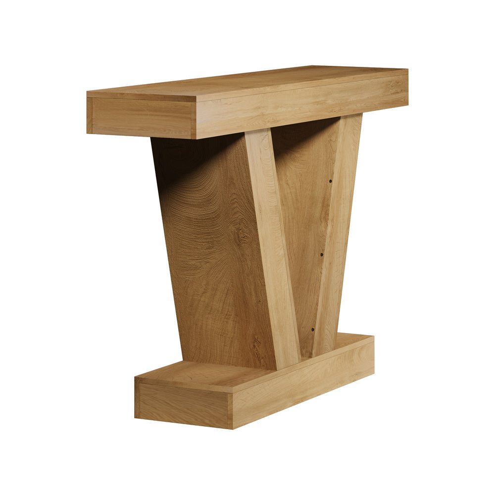 Narrow Console Table Natural V-Shape 120x29.5x80cm
