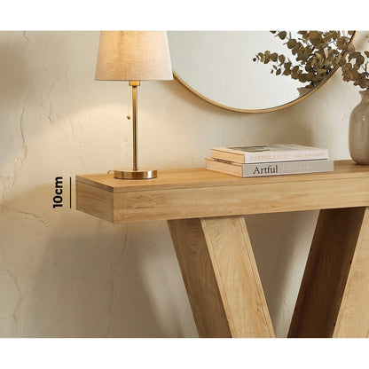 Narrow Console Table Natural V-Shape 120x29.5x80cm