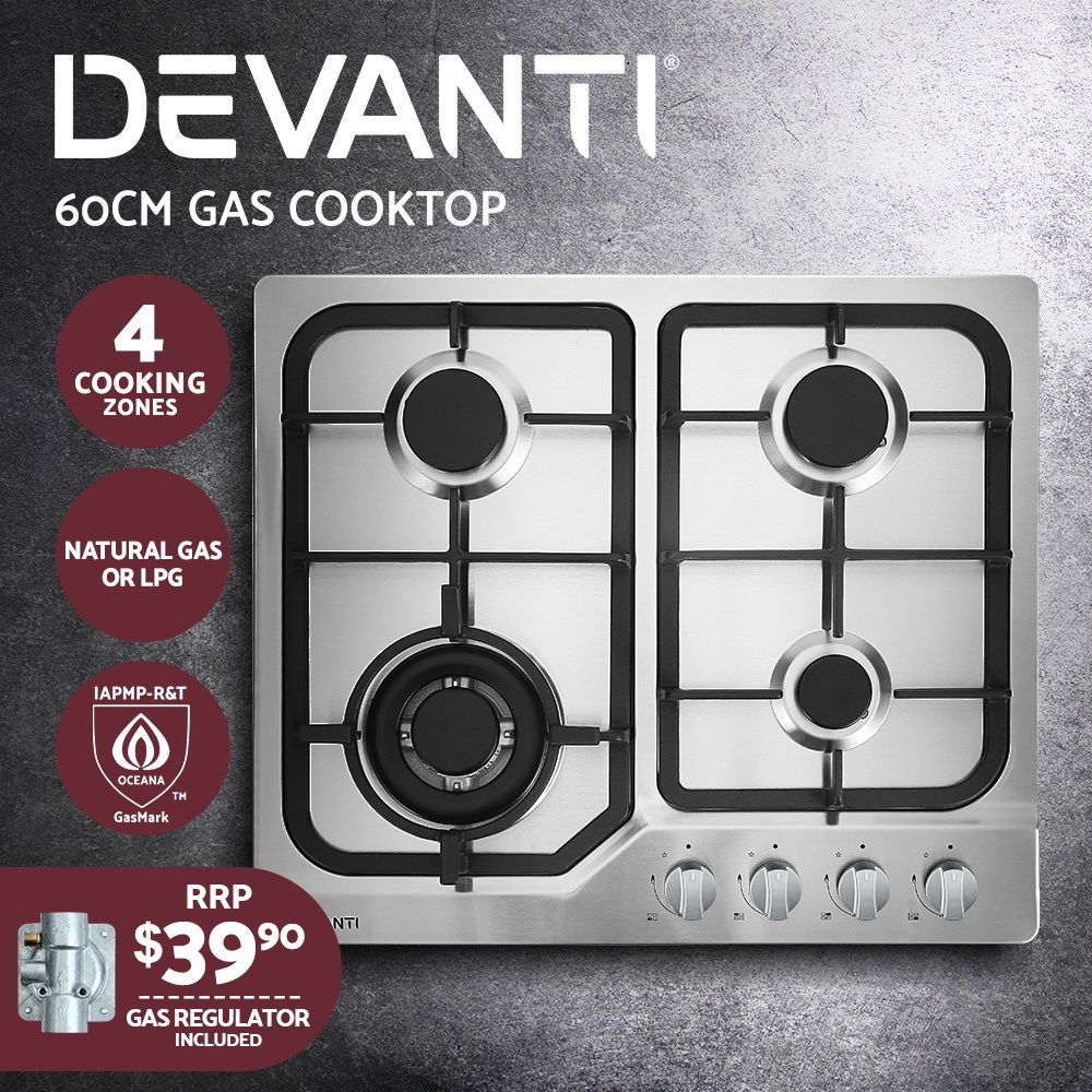 Gas Cooktop 60Cm 4 Burner Silvir