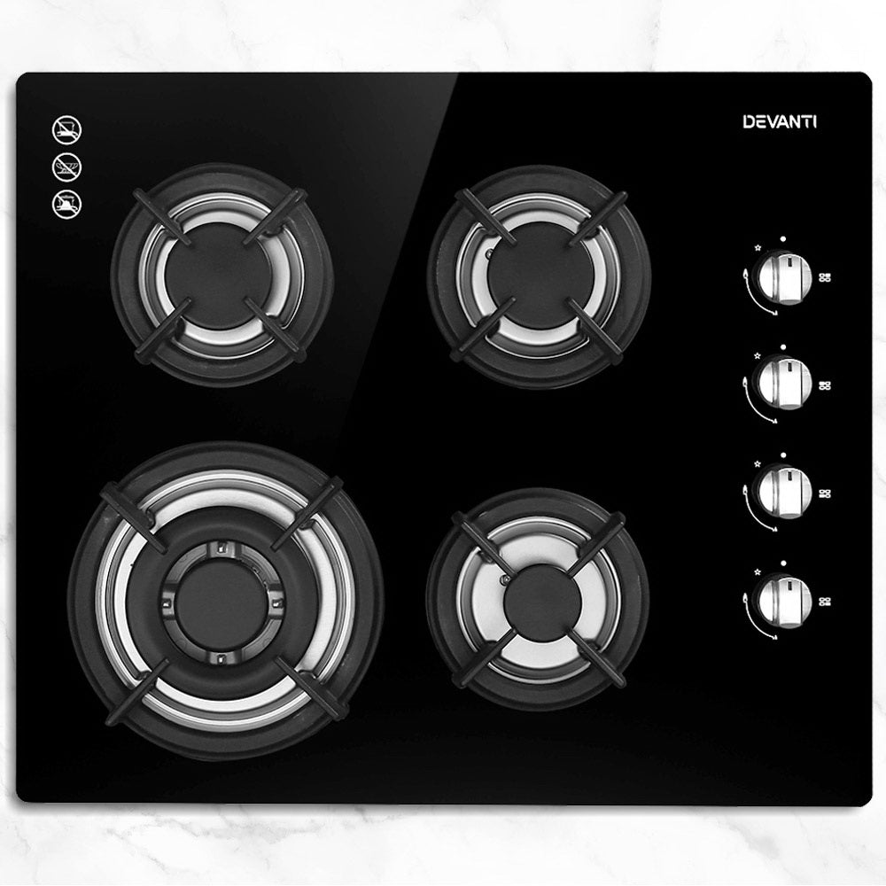 Gas Cooktop 60Cm Stove Hob Black