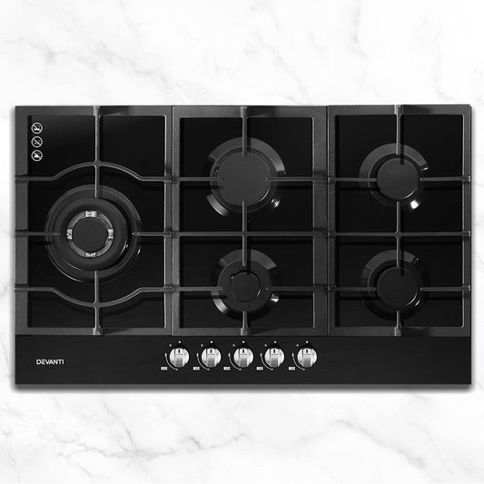 Gas Cooktop 90Cm 5 Burner Black
