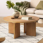 Coffee Table Round Side End Tables Wooden Natural