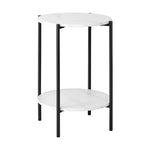 Side End Table Coffee Sofa Bedside Nightstand Round Dual-Tier Marble