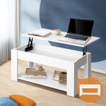 Elegant Lift-Up Top Coffee Table with White Finish and Ample Storage Space