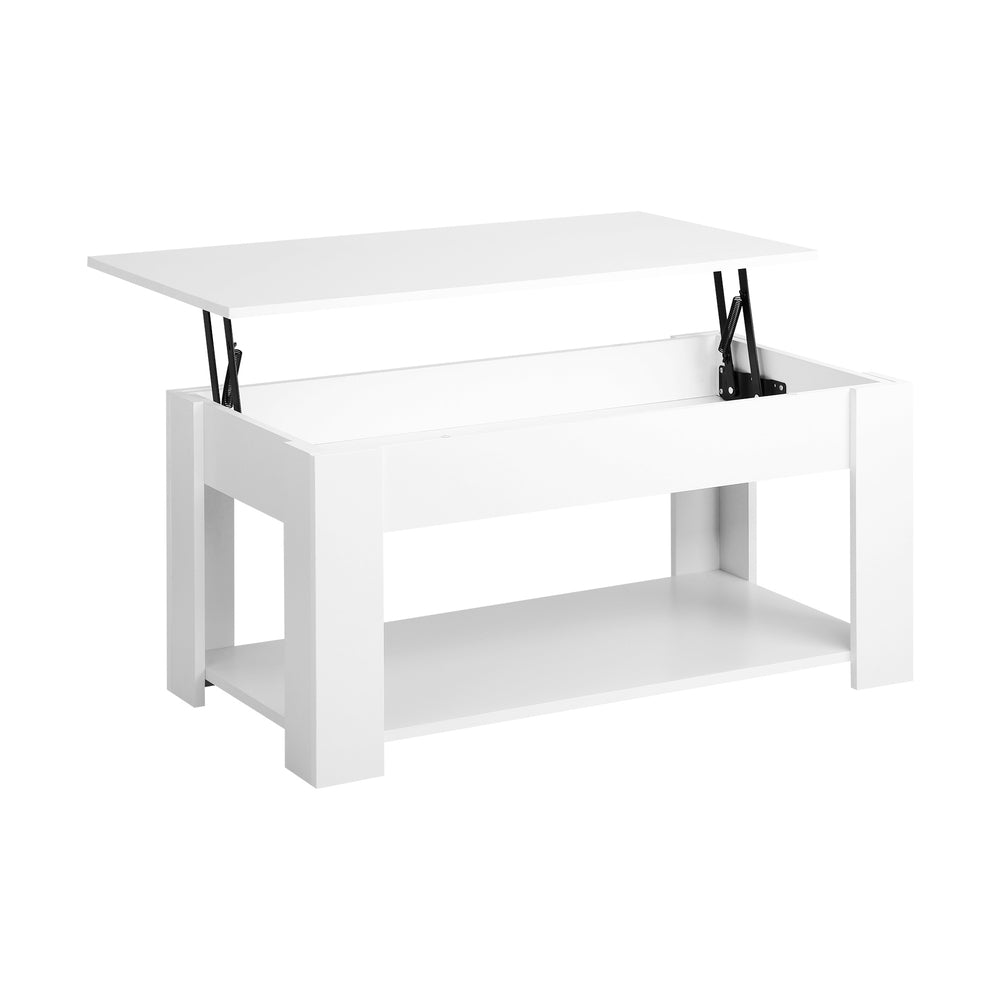 Elegant Lift-Up Top Coffee Table with White Finish and Ample Storage Space