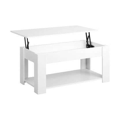 Elegant Lift-Up Top Coffee Table with White Finish and Ample Storage Space