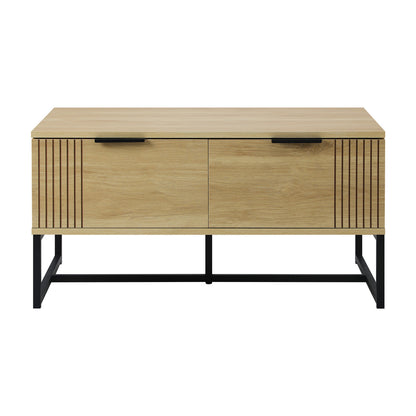 Coffee Table with Storage Drawers Wooden Natural