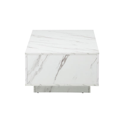 Coffee Table Cafe Desk Marble Effect Wooden White