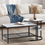 Nesting Coffee Table Set of 2 Detachable Marble Top