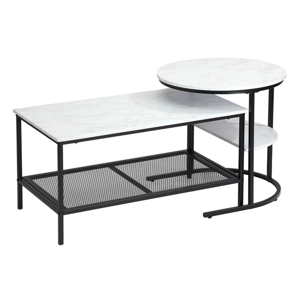  Nesting Coffee Table Set of 2 Detachable Marble Top