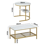 Nesting Coffee Table Set of 2 Detachable Marble Top