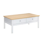 Coffee Table Storage Drawers Natural White