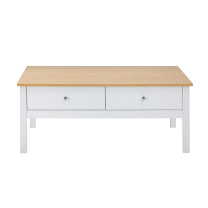 Coffee Table Storage Drawers Natural White