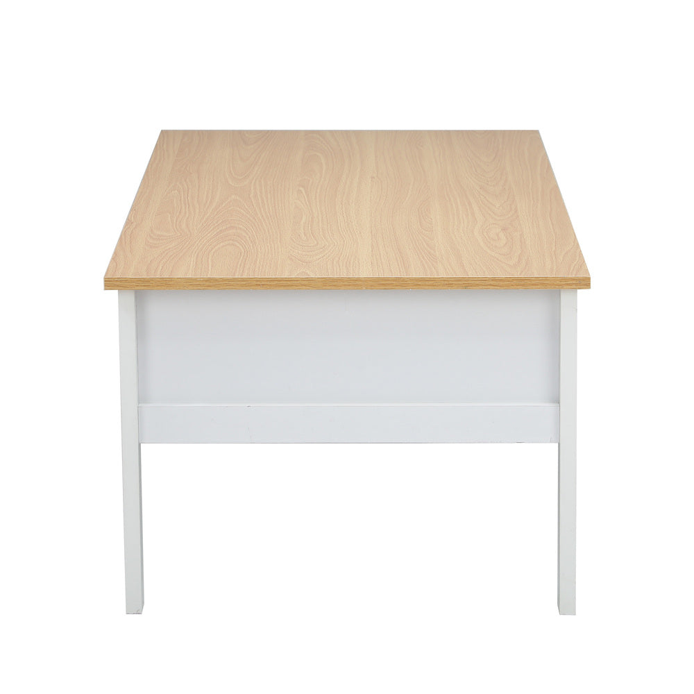 Coffee Table Storage Drawers Natural White