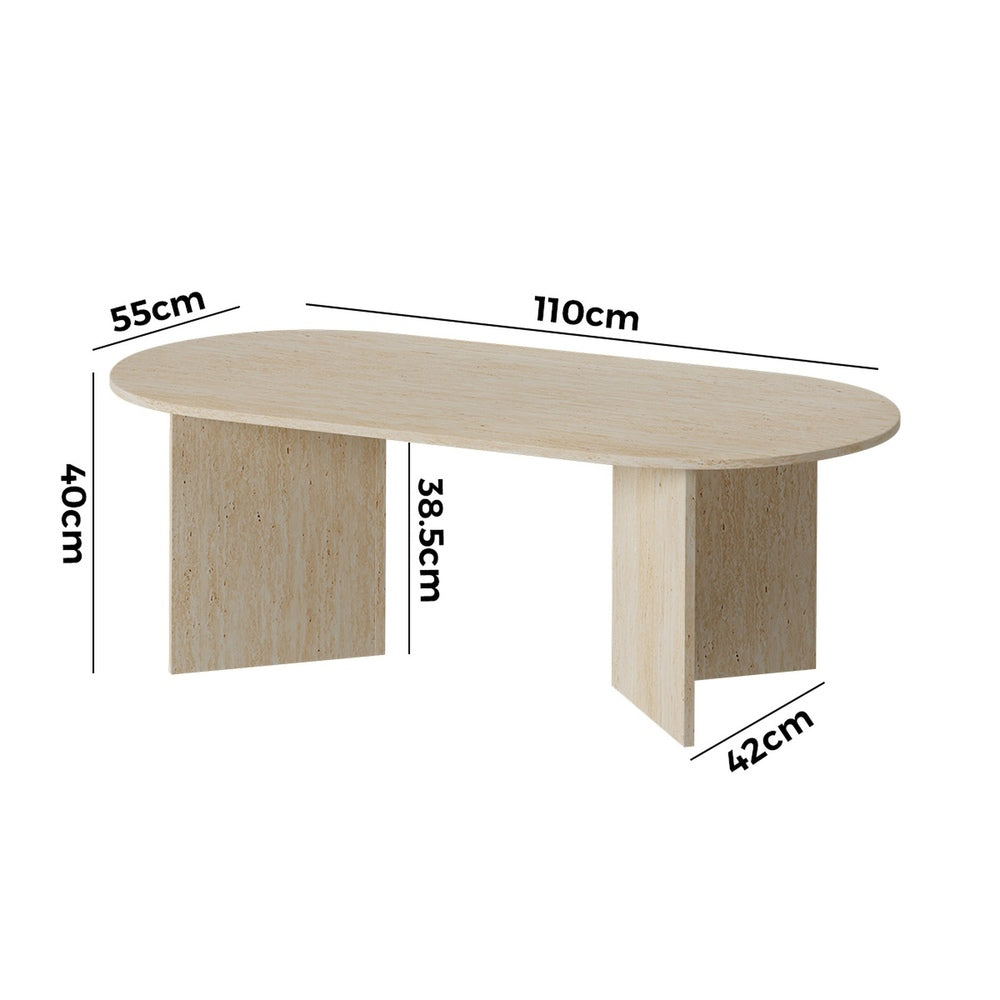Oval Coffee Table Beige Timber 110cm | HomeAndLiving - 5