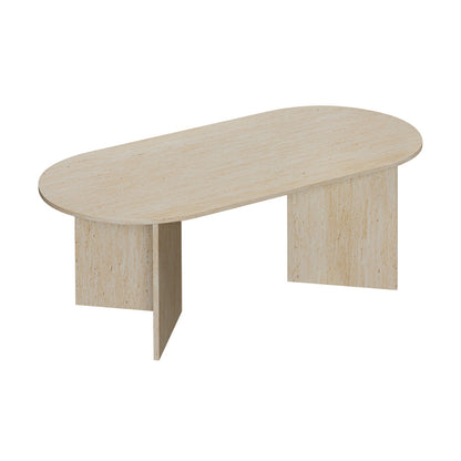 Oval Coffee Table Beige Timber 110cm | HomeAndLiving - 4