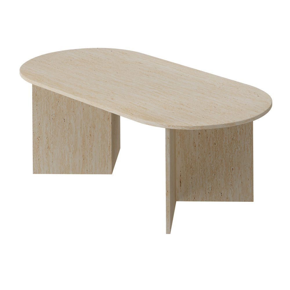 Oval Coffee Table Beige Timber 110cm | HomeAndLiving - 3
