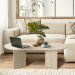Oval Coffee Table Beige Timber 110cm | HomeAndLiving