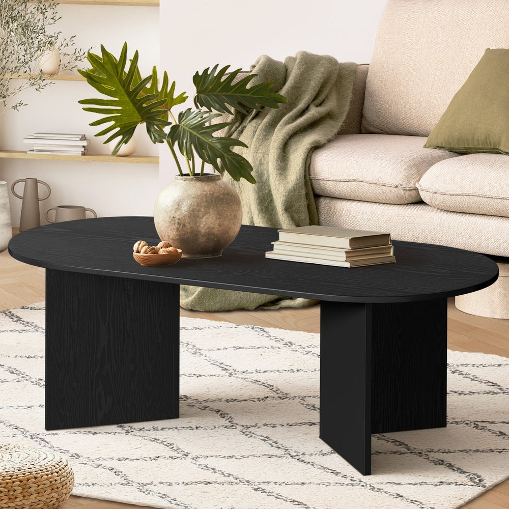 Oval Coffee Table Black Timber V-Leg | HomeAndLiving