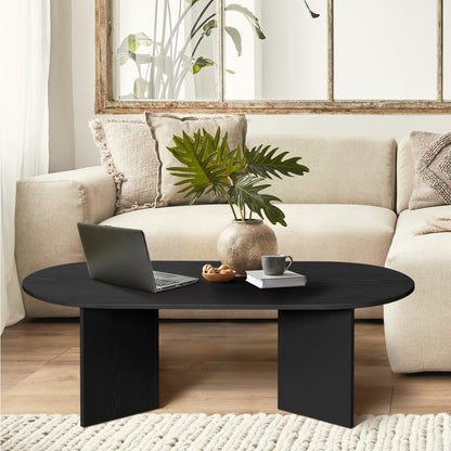 Oval Coffee Table Black Timber V-Leg | HomeAndLiving