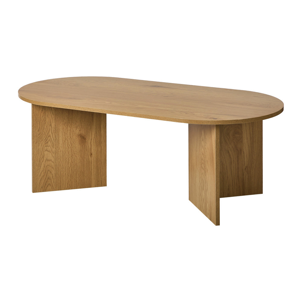 Coffee Table Oval Sofa End Table Side Desk Timber Walnut Finish