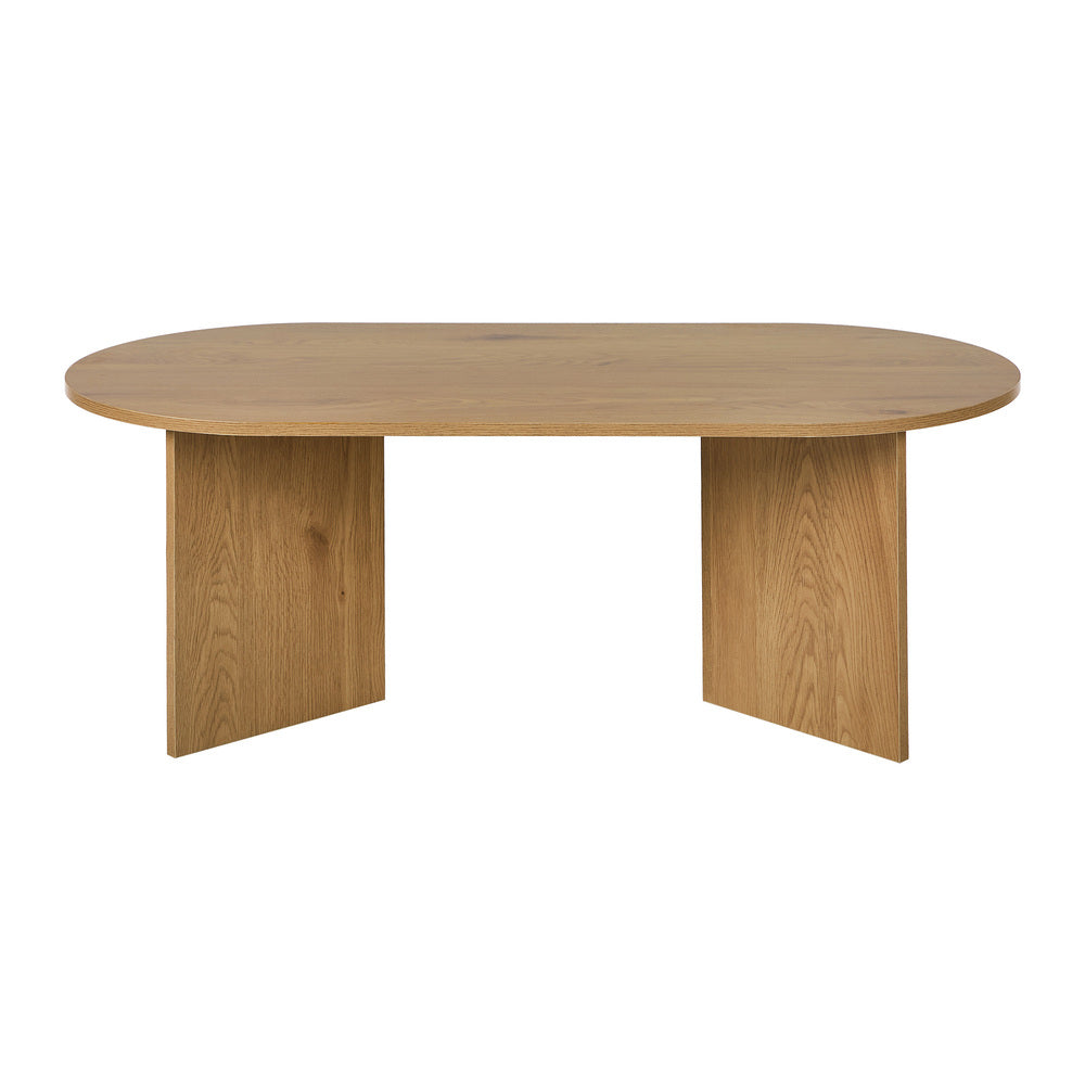 Coffee Table Oval Sofa End Table Side Desk Timber Walnut Finish