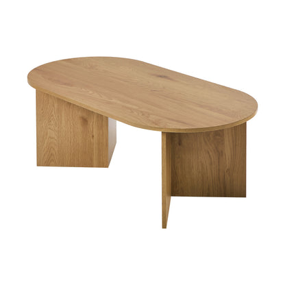 Coffee Table Oval Sofa End Table Side Desk Timber Walnut Finish