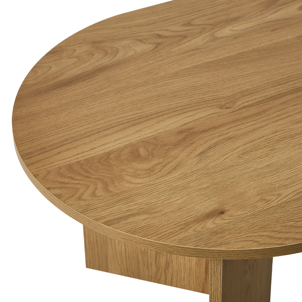 Coffee Table Oval Sofa End Table Side Desk Timber Walnut Finish