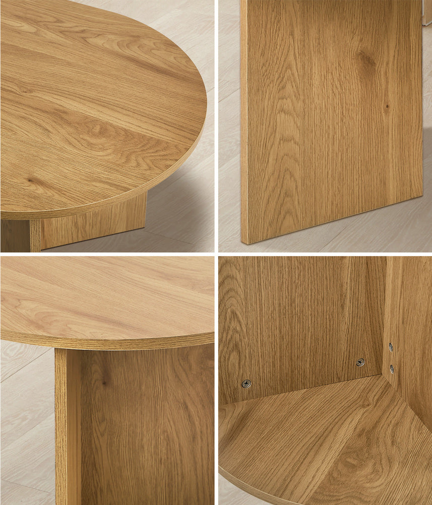 Coffee Table Oval Sofa End Table Side Desk Timber Walnut Finish