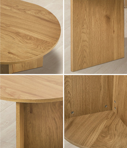 Coffee Table Oval Sofa End Table Side Desk Timber Walnut Finish